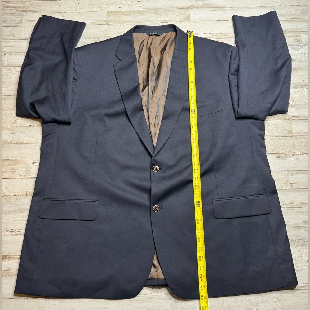 Joseph & Feiss Gold 54R Navy Blue 100% Wool Gold Button Blazer Jacket Sport Coat - Picture 5 of 11